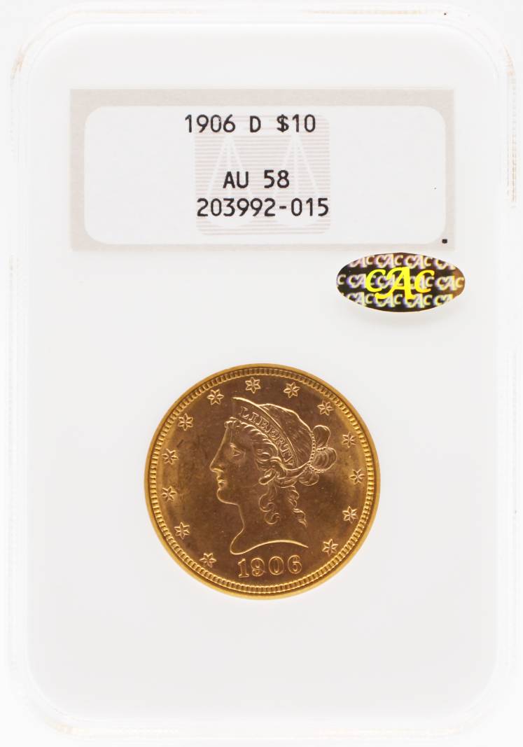 1906-D NGC AU58 $10 Gold Liberty CAC